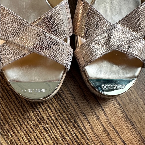 Jimmy Choo Metallic Crisscross Sandals - Picture 3 of 8